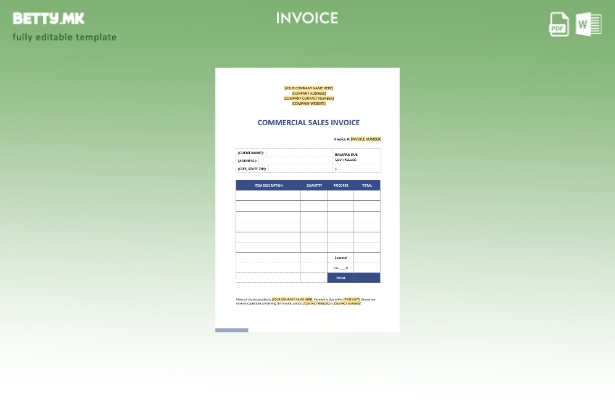 Шаблон за комерцијална продажна фактура во модерен стил